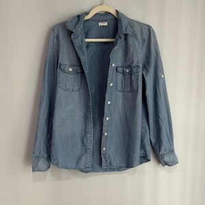 J.Crew Denim Chambray 100% Cotton Long Sleeve Top in Blue Size XS/S
